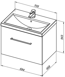 Aquanet Тумба с раковиной Порто 70 белая – фотография-5